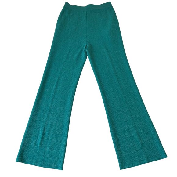 IVKO Womens 100% Wool Pull On Knit Pants Size M (38) Teal Basket Weave Stretch - Picture 2 of 12